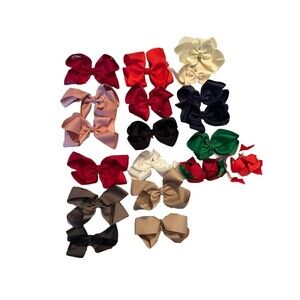 Lot Of 28 Girls Hair Bows w/alligator Clips- Asst Colors